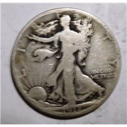 1918-S WALKING LIBERTY HALF DOLLAR G/VG