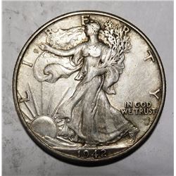 1942-D WALKING LIBERTY HALF DOLLAR XF-45
