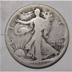 1916-D OBV. WALKING LIBERTY HALF DOLLAR GOOD