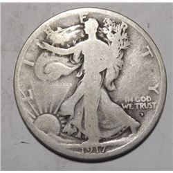 1917-D OBV. WALKING LIBERTY HALF DOLLAR GOOD