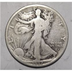 1917-S OBV. WALKING LIBERTY HALF DOLLAR G/VG