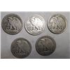 Image 2 : LOT OF FIVE 1917 WALKER HALF DOLLARS G/VG (5 COINS)