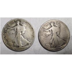 LOT OF TWO 1918 WALKER HALF DOLLARS G/VG (2 COINS)