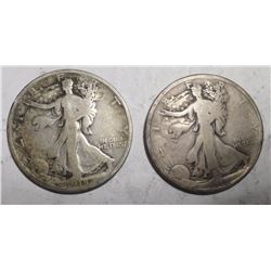 LOT OF TWO 1918 WALKER HALF DOLLARS G/VG (2 COINS)