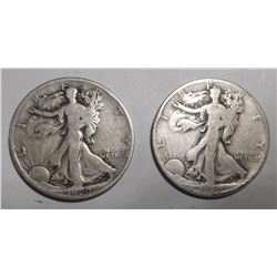 LOT OF TWO 1920-S WALKER HALF DOLLARS G/VG (2 COINS)