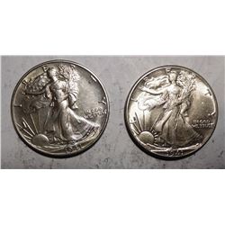 LOT OF TWO 1941 WALKER HALF DOLLARS AU-58 (2 COINS)