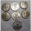 Image 1 : LOT OF SEVEN MIXED 1940'S WALKER HALF DOLLARS AU-58/UNC (7 COINS)
