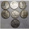 Image 2 : LOT OF SEVEN MIXED 1940'S WALKER HALF DOLLARS AU-58/UNC (7 COINS)