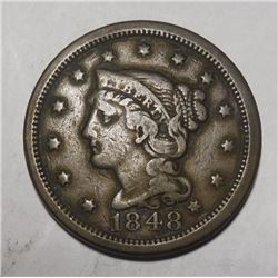 1848 LARGE CENT F/VF