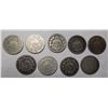 Image 1 : LOT OF NINE SHIELD NICKELS AVE. CIRC. (9 COINS)