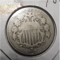 1869 SHIELD NICKEL VG