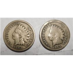 LOT OF TWO 1862 INDIAN HEAD CENTS G/VG (ONE BENT)