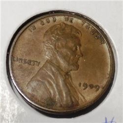 1909-VDB LINCOLN CENT XF/AU