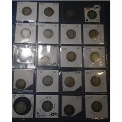 LOT OF TWENTY MIXED DATE BARBER QUARTERS G/VG (20 COINS)