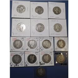 LOT OF FOURTEEN MISC. BETTER DATE QUARTERS G/VG (14 COINS)