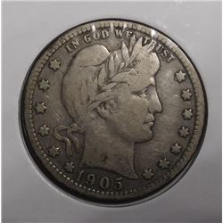 1905 BARBER QUARTER VF