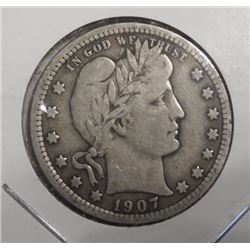 1907 BARBER QUARTER VG/FINE