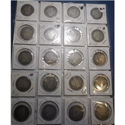 LOT OF TWENTY MIXED DATE BARBER HALF DOLLARS G/VG