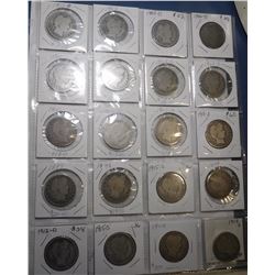 LOT OF TWENTY MIXED DATE BARBER HALF DOLLARS G/VG