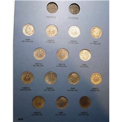 ROOSEVELT DIME SET 1946-1964D VF-UNC (48 COINS)