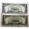 Image 2 : LOT OF TWO $5.00 1934-C & 1934-D SILVER CERTIFICATES G/VG (2 NOTES)