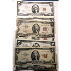 LOT OF EIGHT $2.00 NOTES VARIOUS GRADES (8 NOTES)