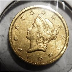 1852 $1.00 GOLD XF (OBV DAMAGE /SCRATCH)