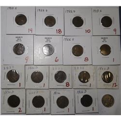 LOT OF 75 EARLY DATE LINCOLNS & 1938-D BUFFALO NICKEL VG-AU (75 COINS)