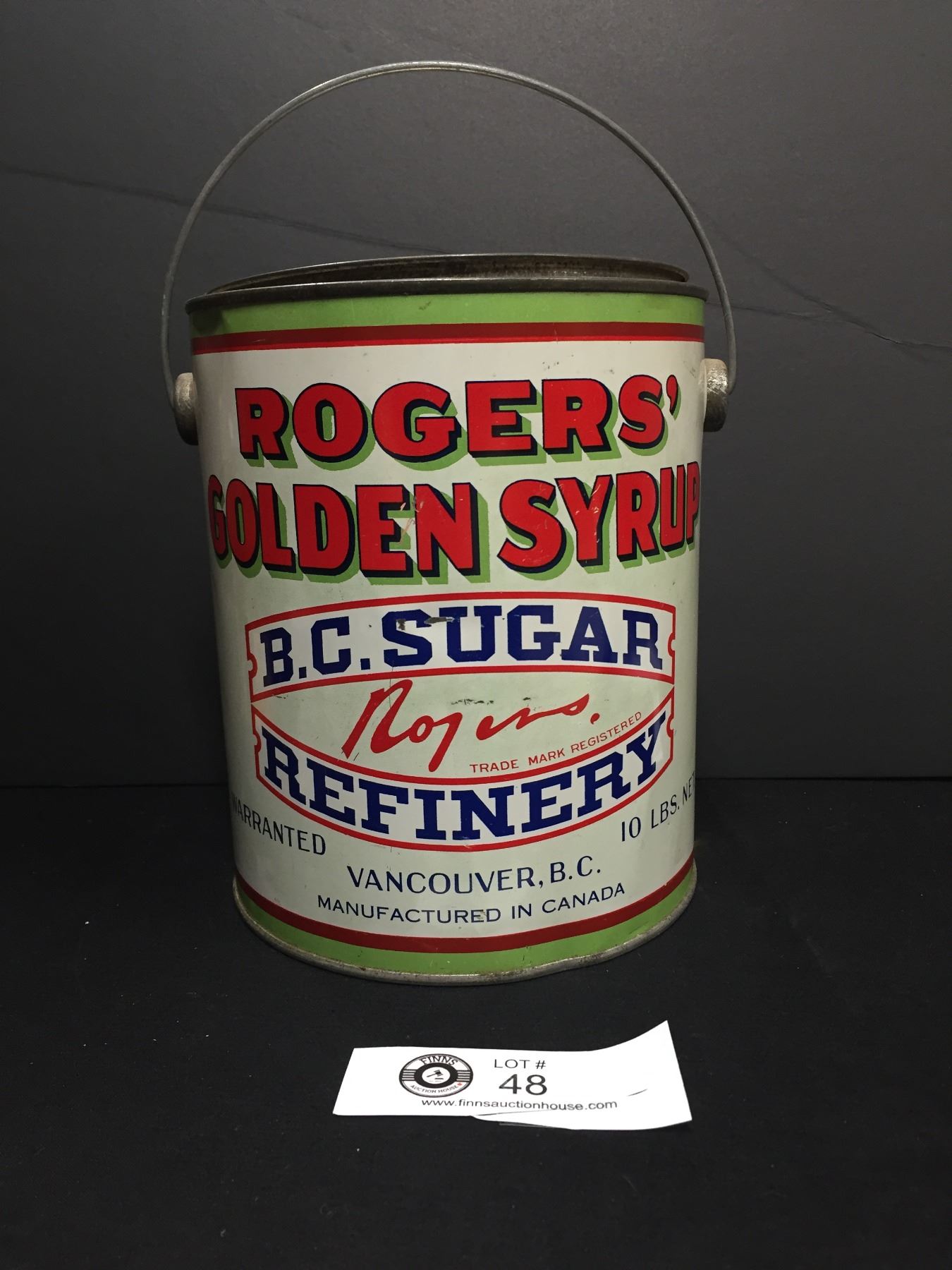 Vintage Rogers Golden Syrup BC Sugar Refinery 10 lb Tin. Manufactured ...