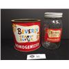 Image 1 : A Vintage Beverly Peanut Butter Tin, and a Vintage Beverly Peanut Butter Jar. Homogenized. Empress M