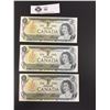 Image 1 : 3 Consecutive Bank of Canada 1973 $1 Uncirculated Bank Notes