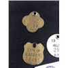 Image 2 : A Lot of 4 Dog Tax Tags  2 From Nanaimo, 1 from Nelson and 1 from Langley. BC