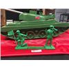 Image 4 : A Large Plastic Marble Shooting British Tank +2 Plastic Military Men. Bookends. The Tank is 33" L 13