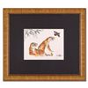 Image 1 : Caroline Young, "Relaxing" Framed Original Gouache Painting on Mother of Pearl Paper, Hand Signed wi
