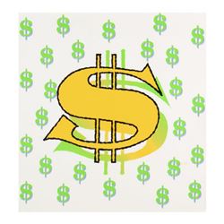 Steve Kaufman (1960-2010), "Dollar Sign State 3" Limited Edition Silkscreen on Canvas, Numbered 14/5