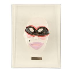 George Marlowe "Masquerade #1" Framed Original Hand Made Ceramic Mask Sculpture; COA