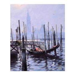 Vakhtang,  Gondola at Evening Time  Limited Edition Hand Embellished Giclee on Canvas, Numbered and 