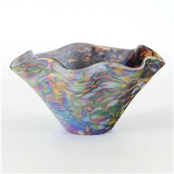 Glass Eye Studios, "Mini Wave Bowl (Slate)" Hand Blown Glass Sculpture (Second).