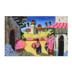Paul Blaine Henrie (1932-1999), "Mexican Market" Original Oil Painting (48" x 30") on Canvas, Hand S