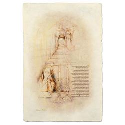 Brachi Horen, "Eshet Chail" Hand-Embellished Mixed Media with Goldleaf, Hand Signed with Certificate