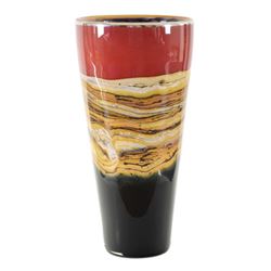 "Small Ruby Strata Cone" Hand Blown Glass Sculpture, Hand Signed byGartnerBlade Glass.