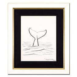 Wyland, "Whale Tail" Framed Original Sketch, Hand Signed with Certificate of Authenticity.