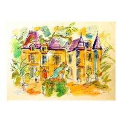 Wayne Ensrud "Chateau Haut-Brion" Mixed Media Original Artwork; Hand Signed; COA