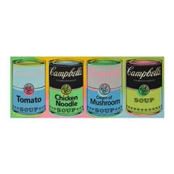 Steve Kaufman (1960-2010), "Campbell's Soup Cans" Hand Painted Limited Edition Silkscreen on Canvas 