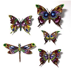 Patricia Govezensky- Original Painting on Cutout Steel (Set of 5) "Set of 5 Butterflies"