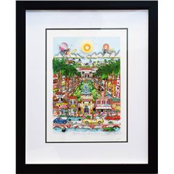 Charles Fazzino- 3D Construction Silkscreen Serigraph "Perfectly Palm Beach"