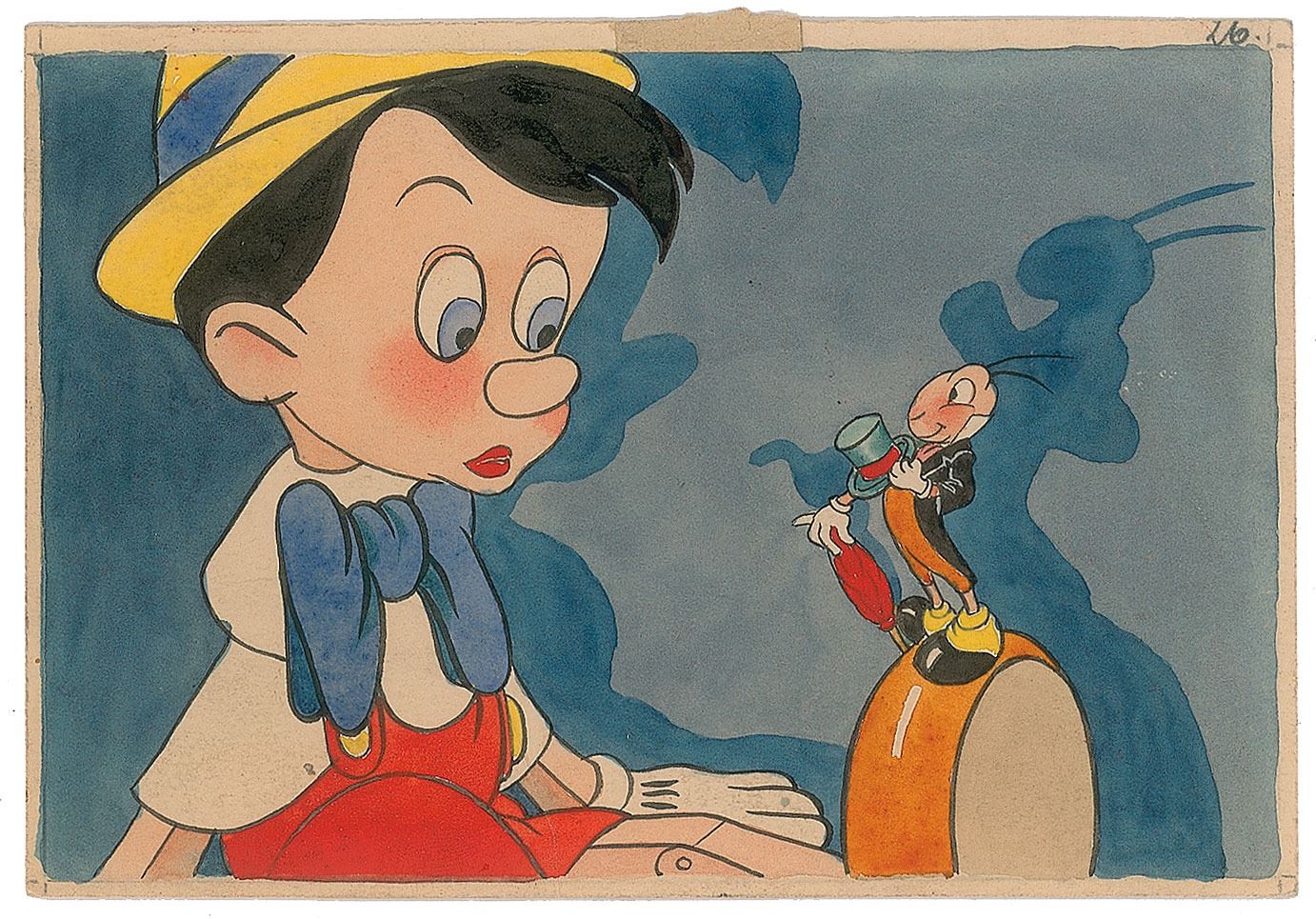 Pinocchio And Jiminy Cricket Production Painting From De Beukelaer S Cookies Pinocchio And Jiminy Cricket Production Painting From De Beukelaer S Cookies