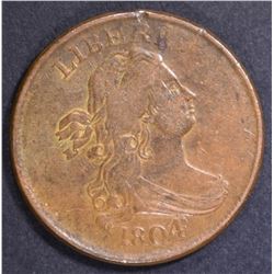 1804 HALF CENT  AU  CROSSLET 4, NO STEM