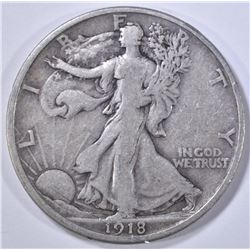 1918-D WALKING LIBERTY HALF DOLLAR  VF