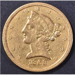 1868-S $5 GOLD LIBERTY  AU